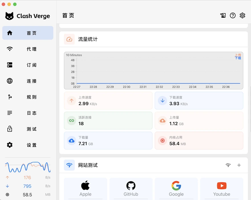 Clash Verge 桌面客户端全息投影展示图，用于辨认本机界面分层
